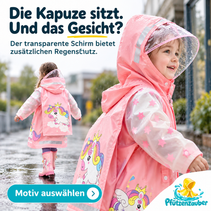 Pfützenzauber 🧙Kinderregenmantel mit Platz für den Rucksack