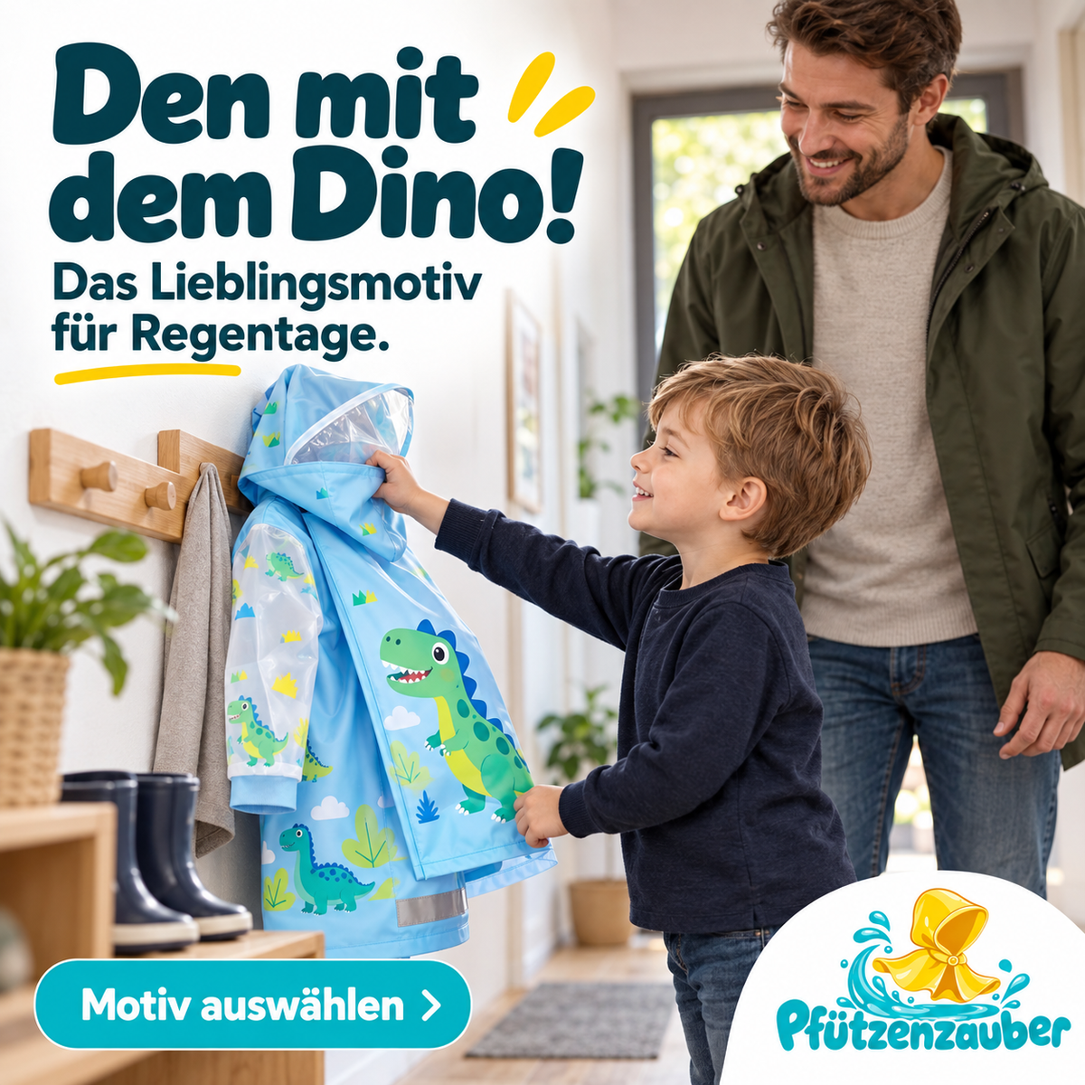Pfützenzauber 🧙Kinderregenmantel mit Platz für den Rucksack