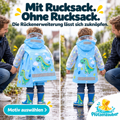 Pfützenzauber 🧙Kinderregenmantel mit Platz für den Rucksack