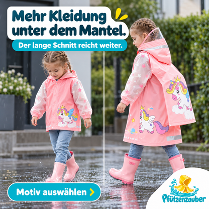 Pfützenzauber 🧙Kinderregenmantel mit Platz für den Rucksack