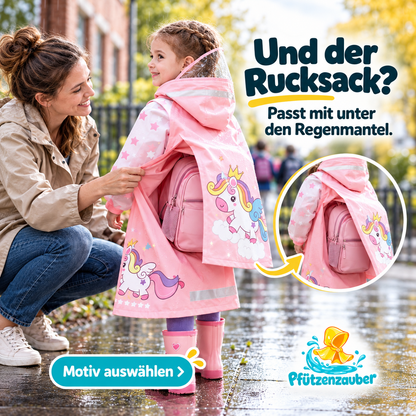 Pfützenzauber 🧙Kinderregenmantel mit Platz für den Rucksack