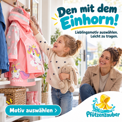 Pfützenzauber 🧙Kinderregenmantel mit Platz für den Rucksack