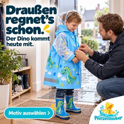Pfützenzauber 🧙Kinderregenmantel mit Platz für den Rucksack
